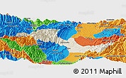 Shaded Relief Panoramic Map of Neiva, political outside
