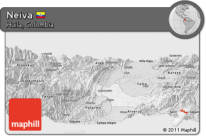 Silver Style Panoramic Map of Neiva