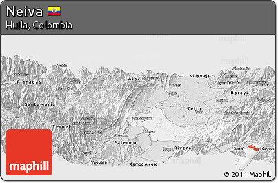 Silver Style Panoramic Map of Neiva
