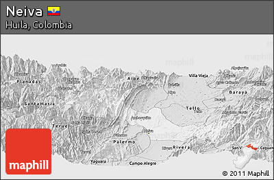 Silver Style Panoramic Map of Neiva