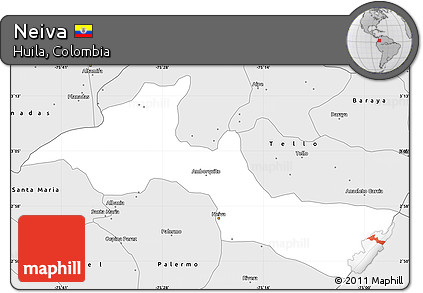 Silver Style Simple Map of Neiva