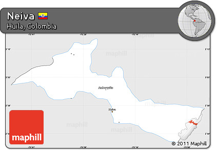 Silver Style Simple Map of Neiva, single color outside