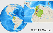 Physical Location Map of Colombia, shaded relief outside