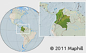 Satellite Location Map of Colombia, lighten