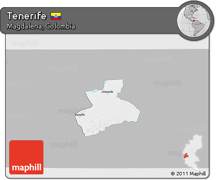 Gray 3D Map of Tenerife, single color outside