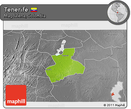 Physical 3D Map of Tenerife, desaturated