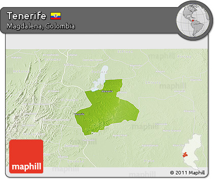 Physical 3D Map of Tenerife, lighten