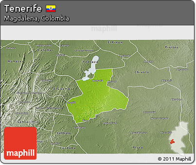 Physical 3D Map of Tenerife, semi-desaturated