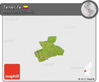Satellite 3D Map of Tenerife, single color outside