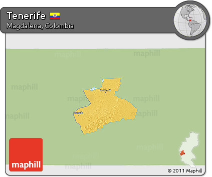Savanna Style 3D Map of Tenerife, single color outside