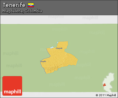 Savanna Style 3D Map of Tenerife, single color outside