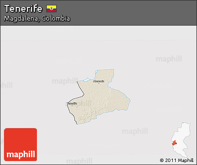 Shaded Relief 3D Map of Tenerife, single color outside