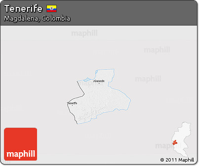 Silver Style 3D Map of Tenerife, single color outside