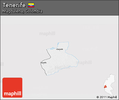 Silver Style 3D Map of Tenerife, single color outside