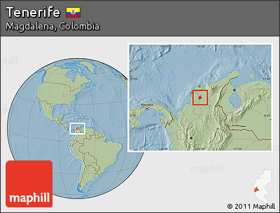 Savanna Style Location Map of Tenerife, hill shading