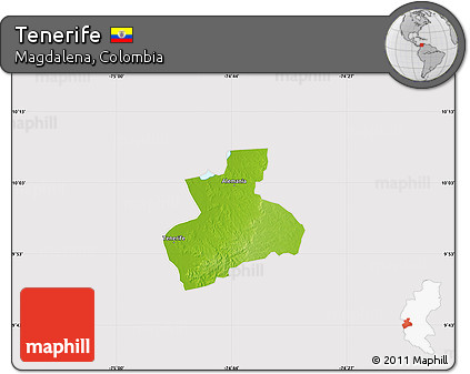 Physical Map of Tenerife, cropped outside