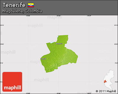 Physical Map of Tenerife, cropped outside