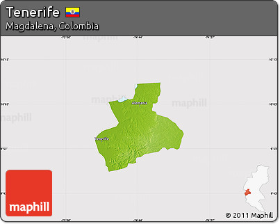 Physical Map of Tenerife, cropped outside
