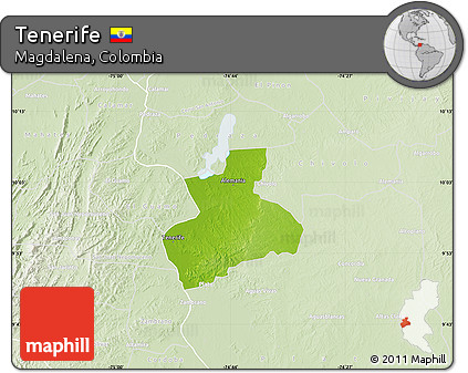 Physical Map of Tenerife, lighten