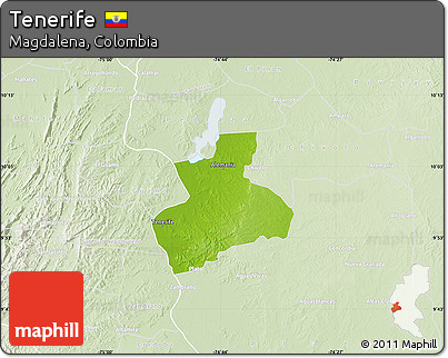 Physical Map of Tenerife, lighten