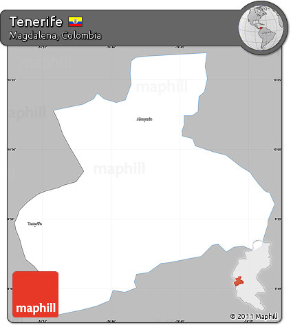 Gray Simple Map of Tenerife, single color outside