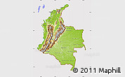 Physical Map of Colombia, cropped outside