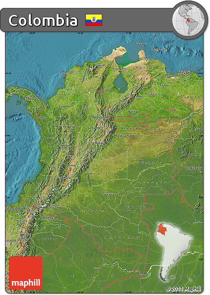 Satellite Map of Colombia