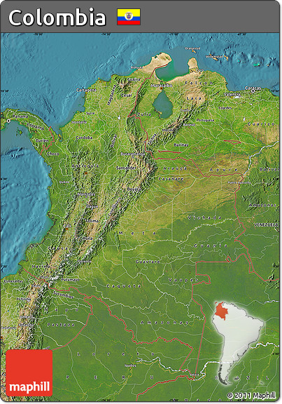 Satellite Map of Colombia