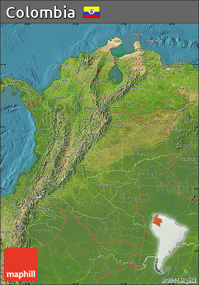 Satellite Map of Colombia