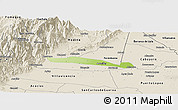 Physical Panoramic Map of Cumaral, shaded relief outside