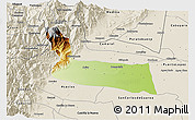 Physical 3D Map of Villavicencio, shaded relief outside