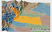 Political 3D Map of Villavicencio, semi-desaturated