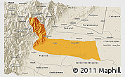 Political 3D Map of Villavicencio, shaded relief outside