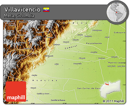 Physical Map of Villavicencio