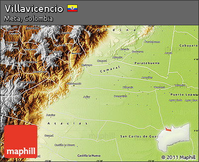 Physical Map of Villavicencio