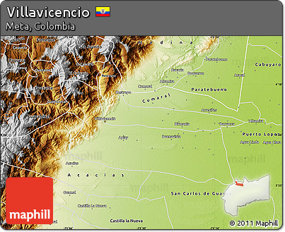 Physical Map of Villavicencio