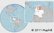 Gray Location Map of Hacari, highlighted country, highlighted parent region, within the entire country, hill shading