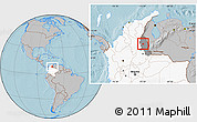 Gray Location Map of Hacari, highlighted country, highlighted parent region, hill shading