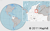 Gray Location Map of Hacari, highlighted country, hill shading