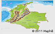 Physical Panoramic Map of Colombia, single color outside