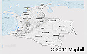 Silver Style Panoramic Map of Colombia, single color outside