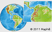 Physical Location Map of Putumayo, within the entire country