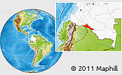 Physical Location Map of Puerto Leguizamo, highlighted country
