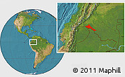 Satellite Location Map of Puerto Leguizamo