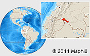 Shaded Relief Location Map of Puerto Leguizamo