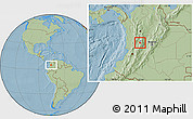 Savanna Style Location Map of Santa Rosa de Cabal, hill shading
