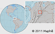 Gray Location Map of Barichara, hill shading