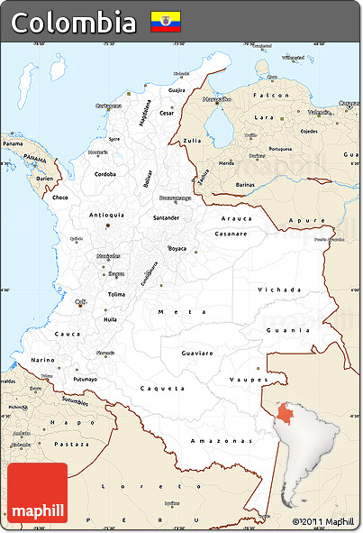 Classic Style Simple Map of Colombia