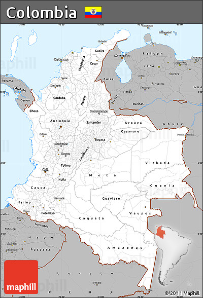 Gray Simple Map of Colombia