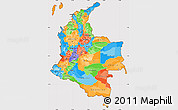 Political Simple Map of Colombia, cropped outside